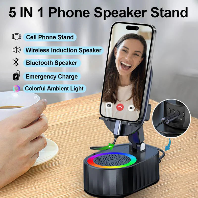 Foldable Phone Holder With Bluetooth Speaker