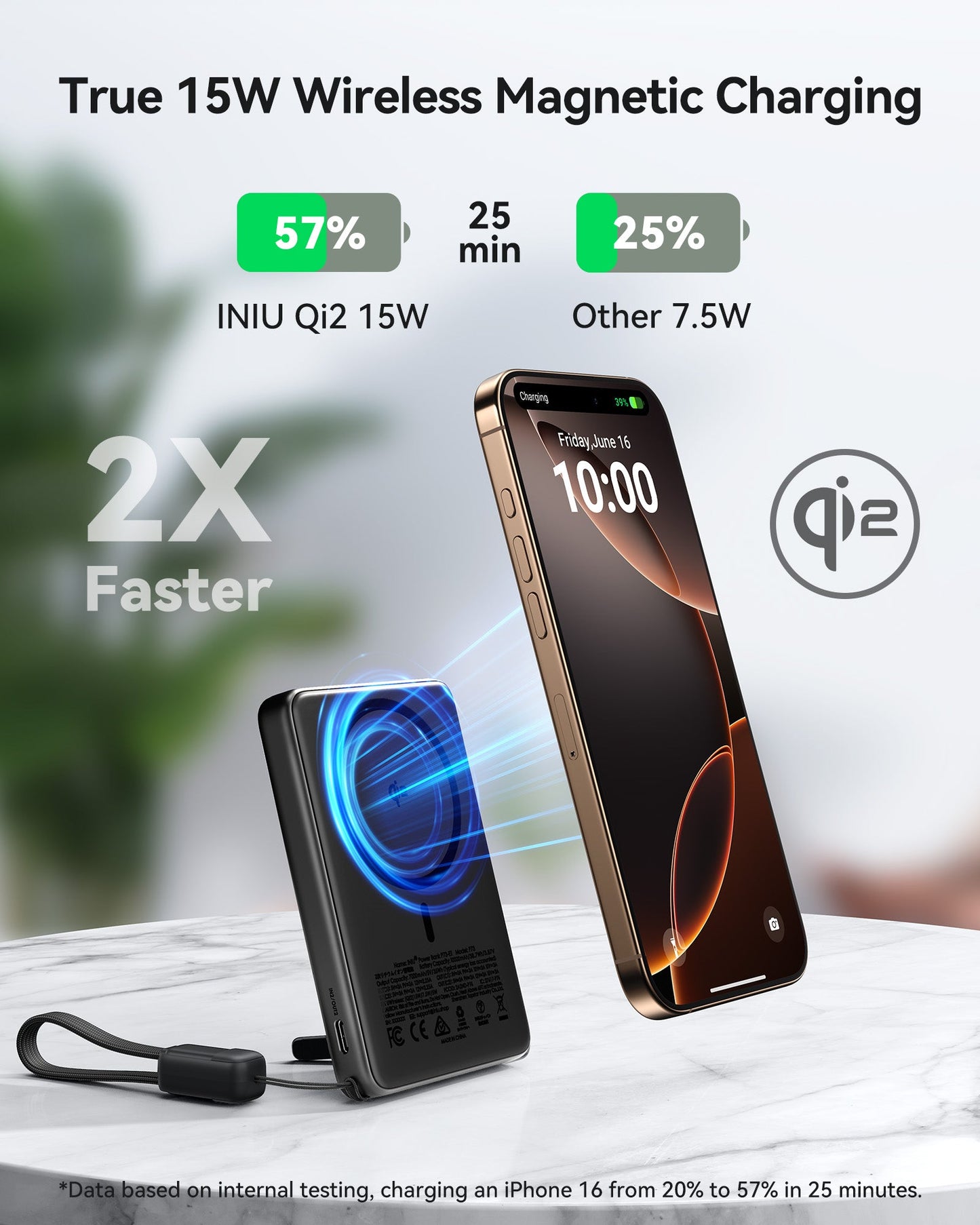 INIU SnapGo P73-E1 Wireless Charger Qi2 15W 10000mAh