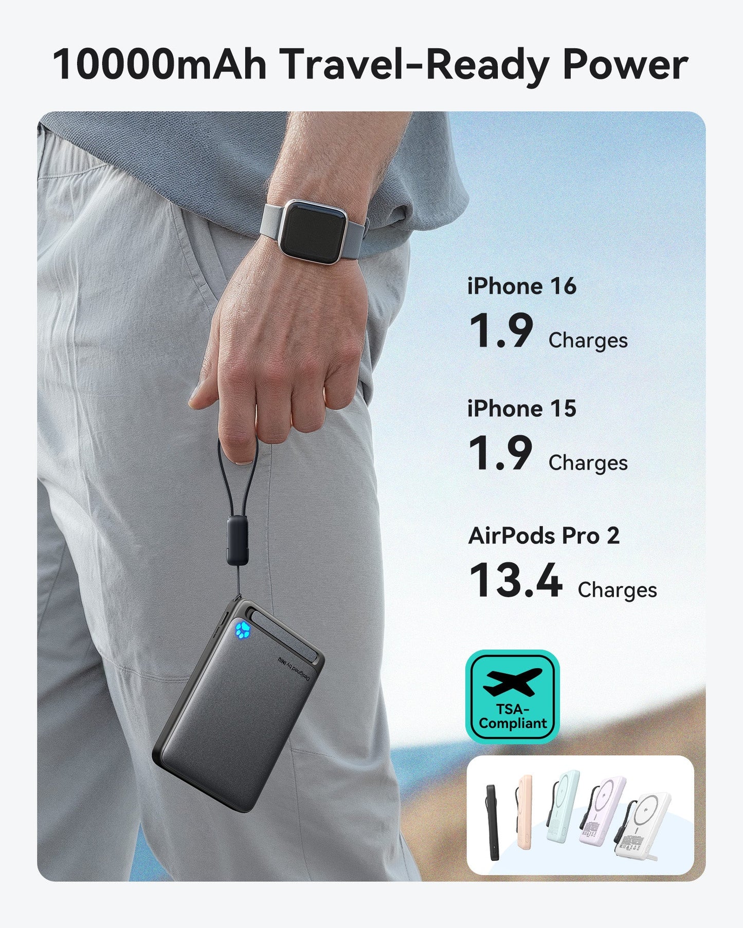 INIU SnapGo P73-E1 Wireless Charger Qi2 15W 10000mAh