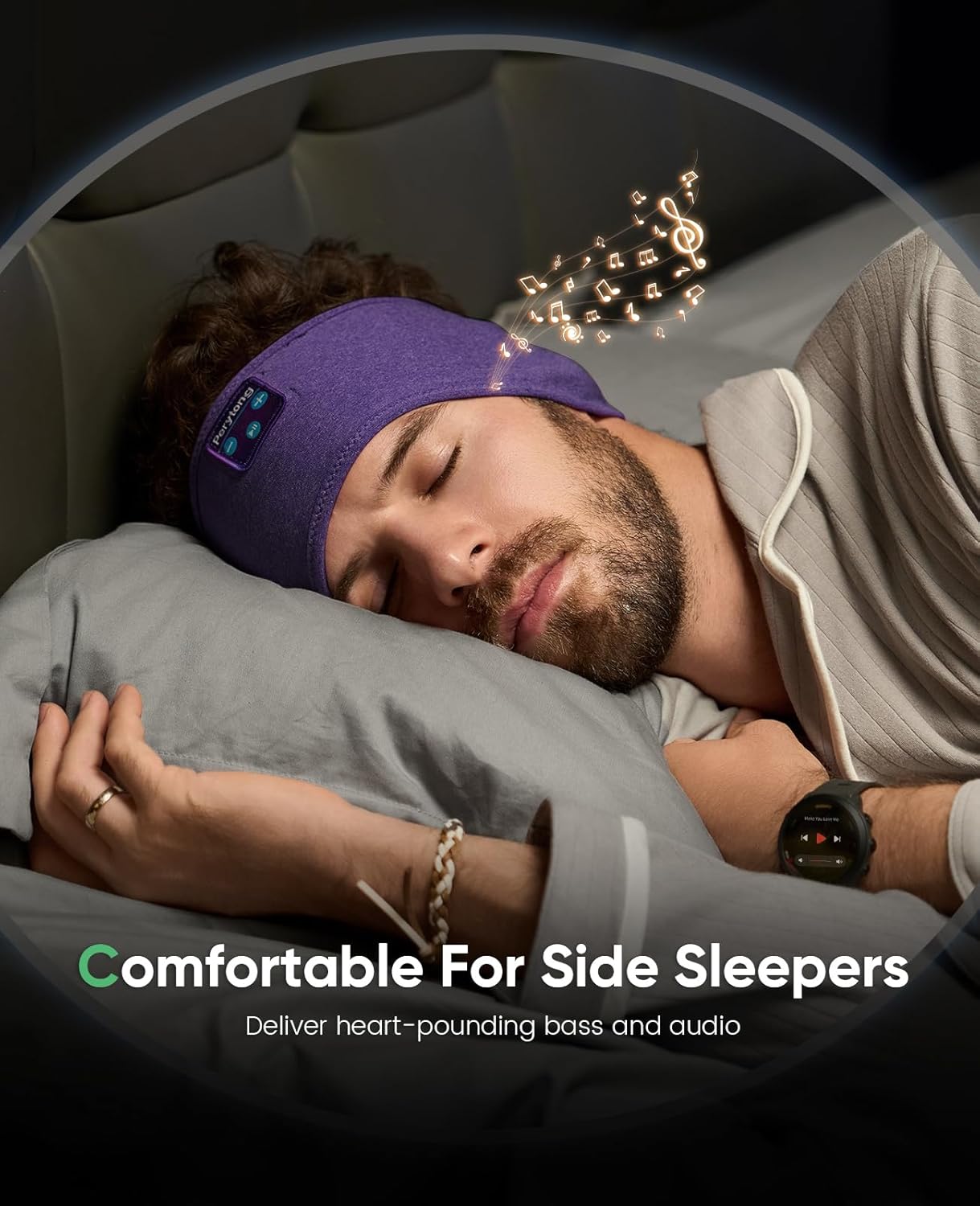 Perytong Sleep Headphones Wireless, Bluetooth Sports Headband Headphones with Ultra-Thin HD Stereo Speakers Perfect for Sleeping,Workout,Jogging,Yoga,Insomnia, Air Travel, Meditation