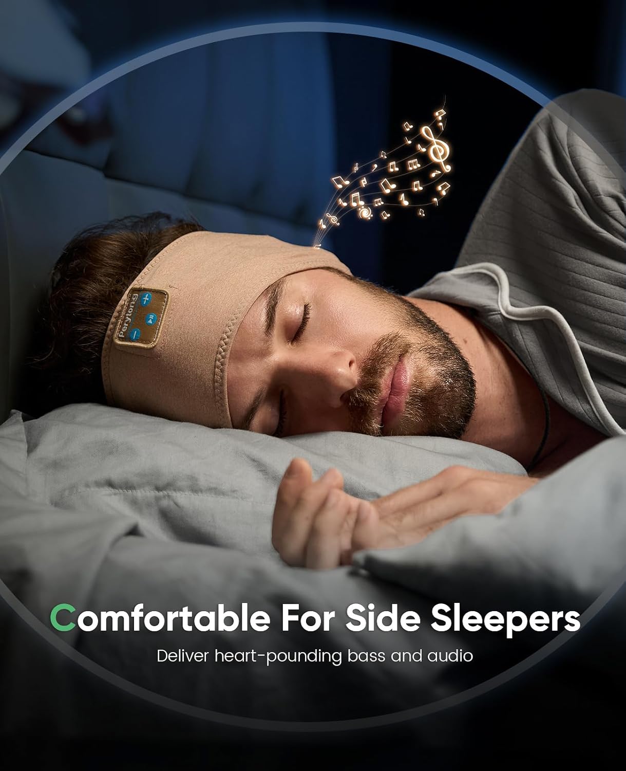 Perytong Sleep Headphones Wireless, Bluetooth Sports Headband Headphones with Ultra-Thin HD Stereo Speakers Perfect for Sleeping,Workout,Jogging,Yoga,Insomnia, Air Travel, Meditation
