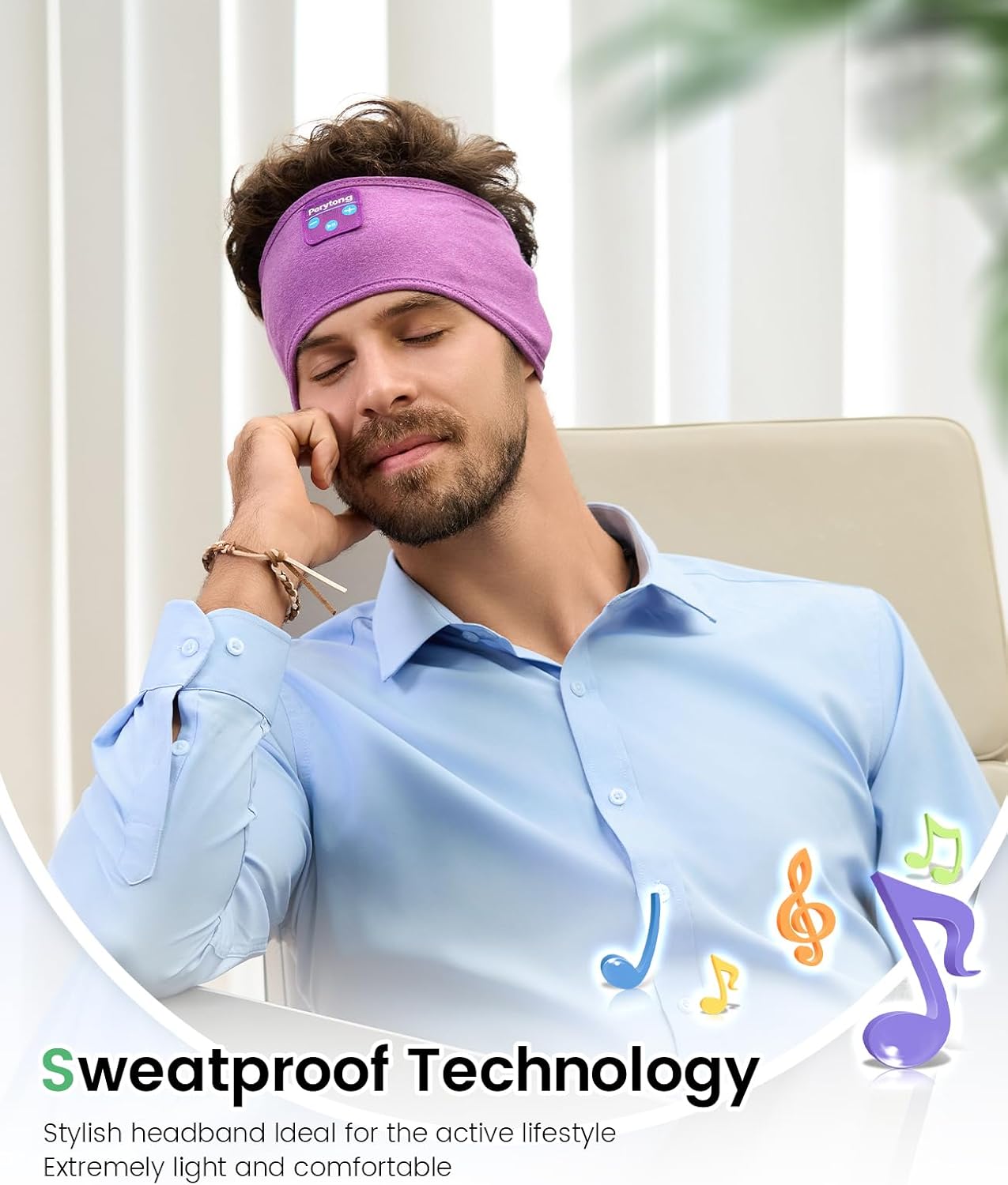 Perytong Sleep Headphones Wireless, Bluetooth Sports Headband Headphones with Ultra-Thin HD Stereo Speakers Perfect for Sleeping,Workout,Jogging,Yoga,Insomnia, Air Travel, Meditation