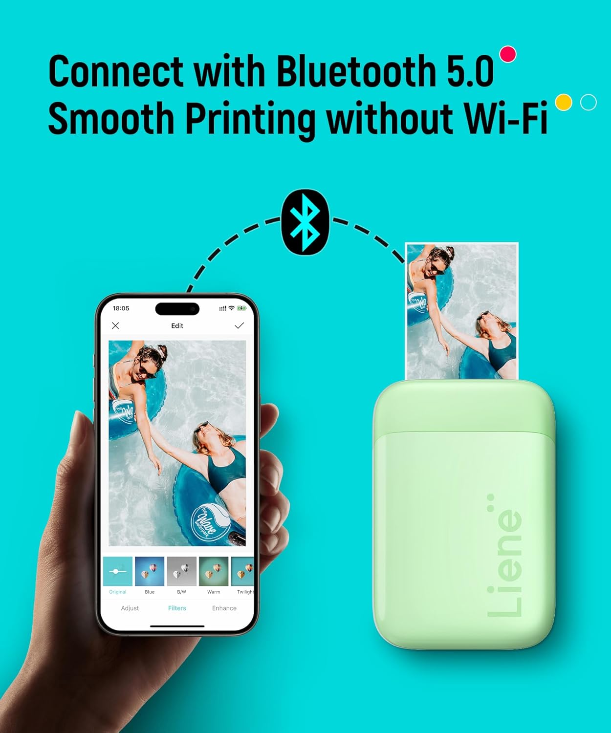Mini Photo Printer, Bluetooth 5.0, Compatible w/iOS & Android