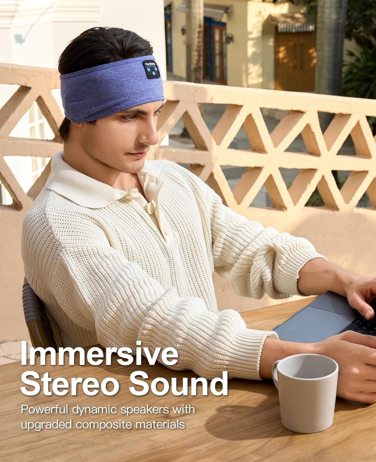 Perytong Sleep Headphones Wireless, Bluetooth Sports Headband Headphones with Ultra-Thin HD Stereo Speakers Perfect for Sleeping,Workout,Jogging,Yoga,Insomnia, Air Travel, Meditation
