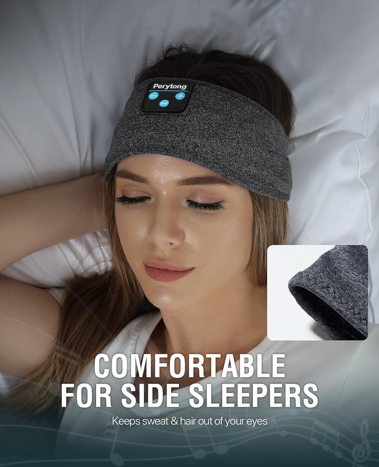 Perytong Sleep Headphones Wireless, Bluetooth Sports Headband Headphones with Ultra-Thin HD Stereo Speakers Perfect for Sleeping,Workout,Jogging,Yoga,Insomnia, Air Travel, Meditation