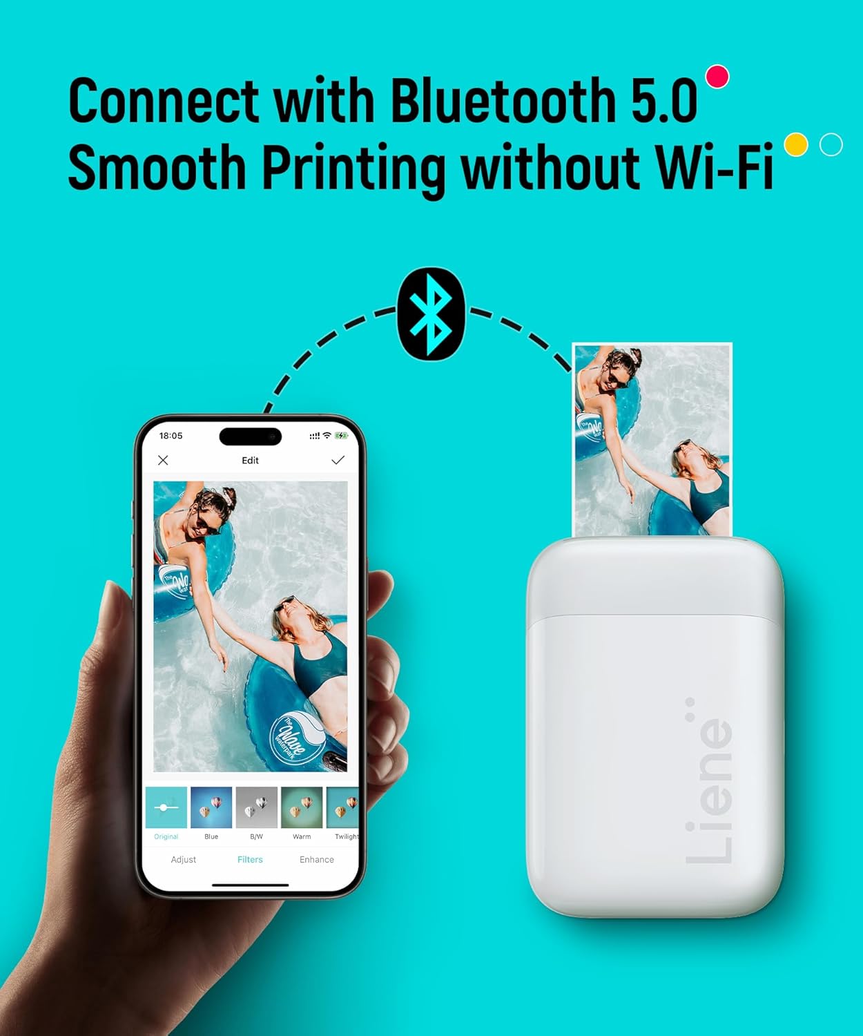 Mini Photo Printer, Bluetooth 5.0, Compatible w/iOS & Android