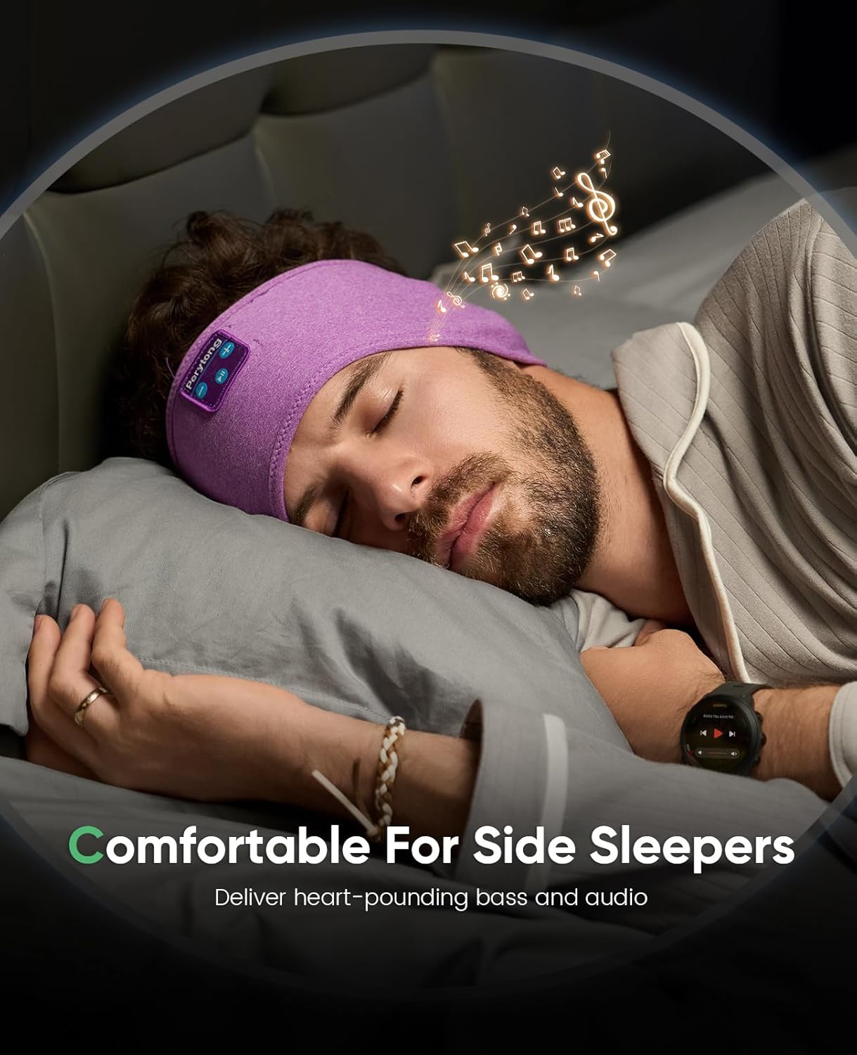Perytong Sleep Headphones Wireless, Bluetooth Sports Headband Headphones with Ultra-Thin HD Stereo Speakers Perfect for Sleeping,Workout,Jogging,Yoga,Insomnia, Air Travel, Meditation