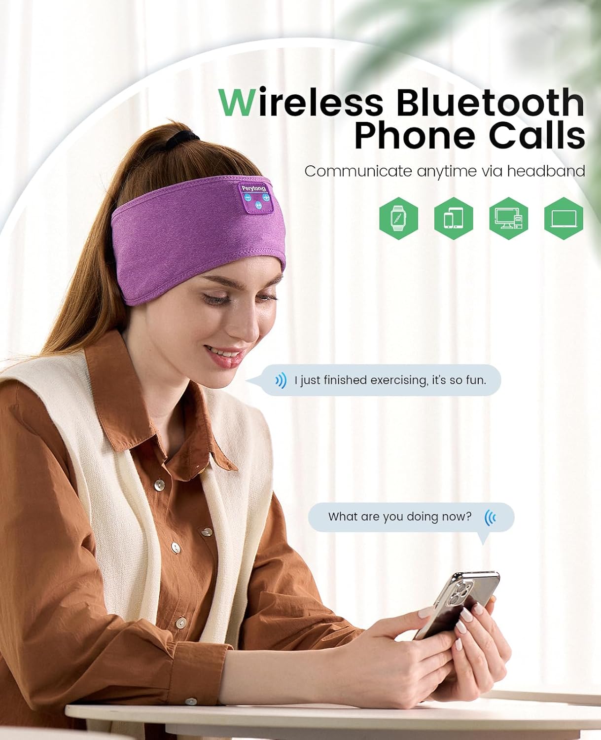 Perytong Sleep Headphones Wireless, Bluetooth Sports Headband Headphones with Ultra-Thin HD Stereo Speakers Perfect for Sleeping,Workout,Jogging,Yoga,Insomnia, Air Travel, Meditation