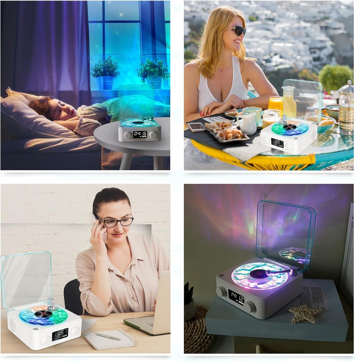 Retro-Style Wireless Waves Vinyl Bluetooth Speaker, Aqua Vinyl Speaker