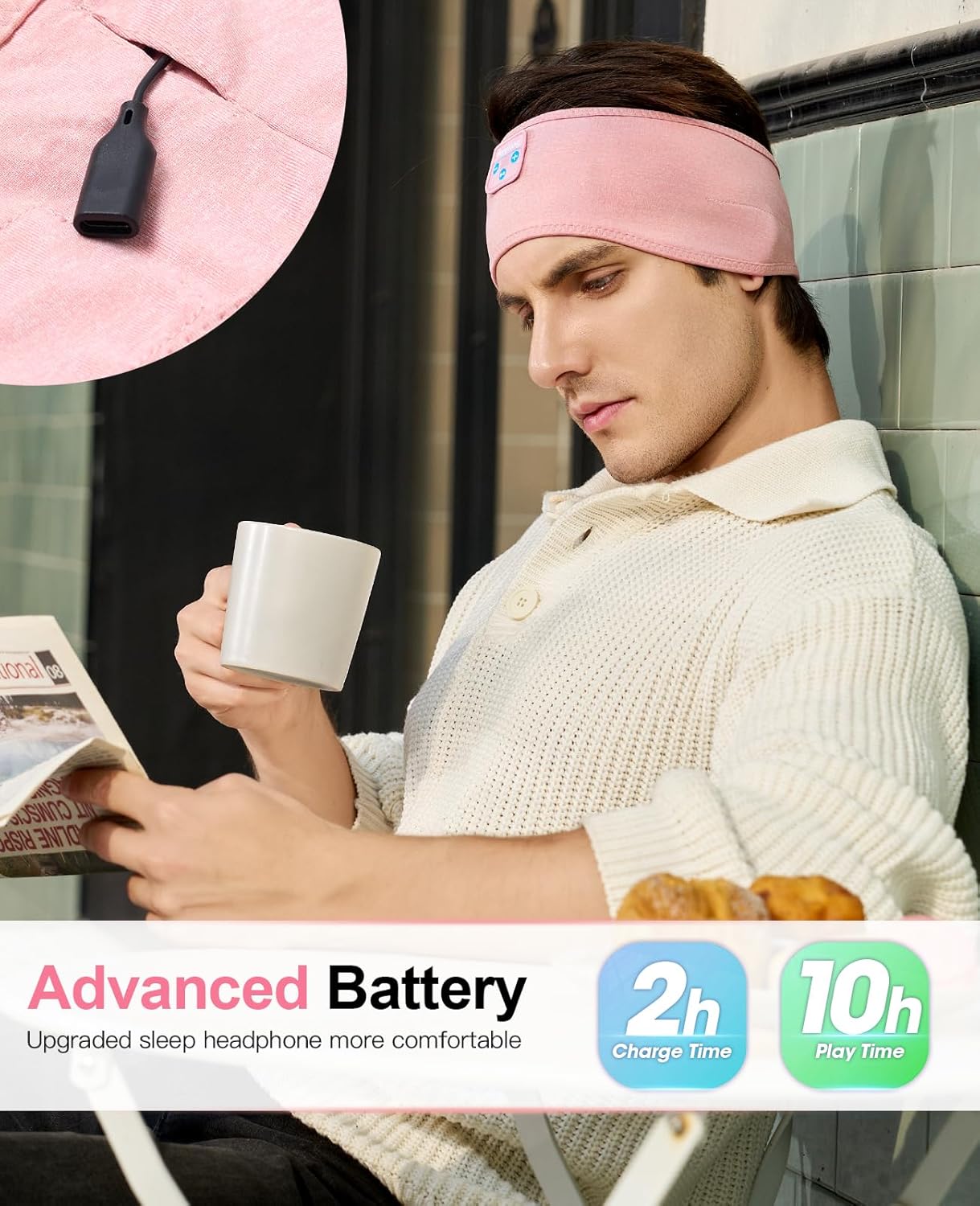 Perytong Sleep Headphones Wireless, Bluetooth Sports Headband Headphones with Ultra-Thin HD Stereo Speakers Perfect for Sleeping,Workout,Jogging,Yoga,Insomnia, Air Travel, Meditation