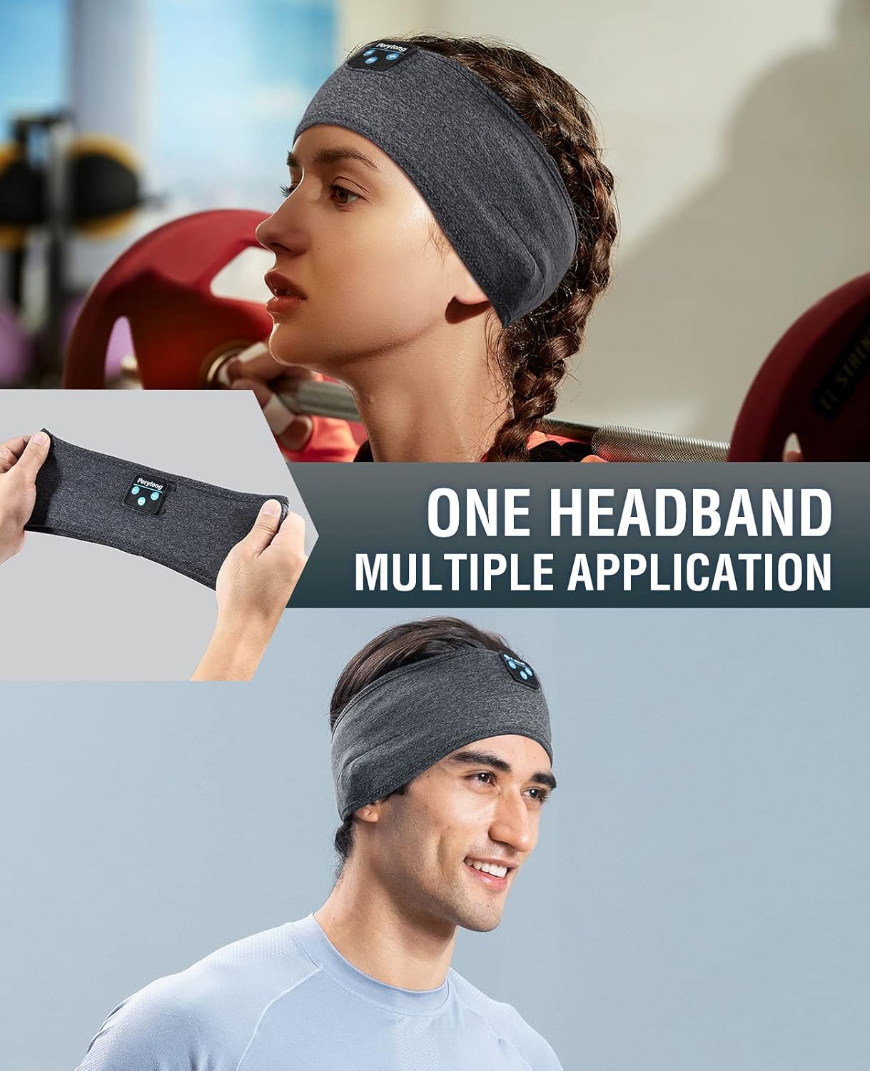 Perytong Sleep Headphones Wireless, Bluetooth Sports Headband Headphones with Ultra-Thin HD Stereo Speakers Perfect for Sleeping,Workout,Jogging,Yoga,Insomnia, Air Travel, Meditation