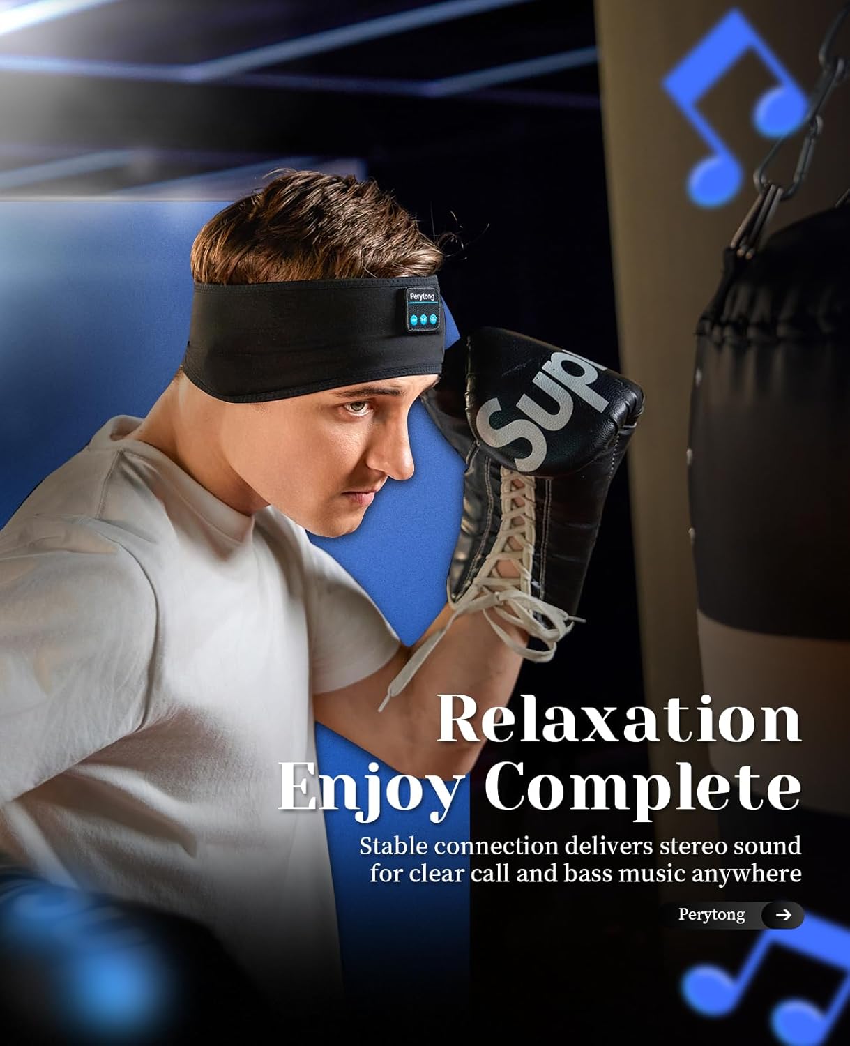Perytong Sleep Headphones Wireless, Bluetooth Sports Headband Headphones with Ultra-Thin HD Stereo Speakers Perfect for Sleeping,Workout,Jogging,Yoga,Insomnia, Air Travel, Meditation