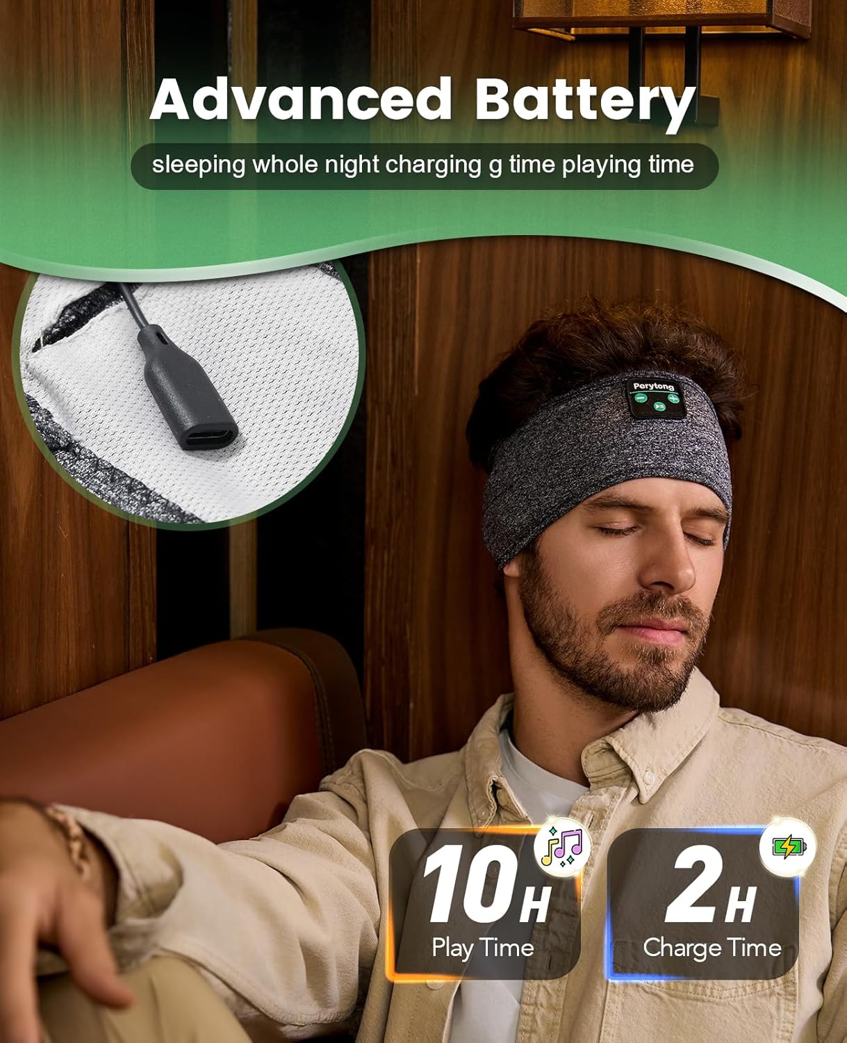 Perytong Sleep Headphones Wireless, Bluetooth Sports Headband Headphones with Ultra-Thin HD Stereo Speakers Perfect for Sleeping,Workout,Jogging,Yoga,Insomnia, Air Travel, Meditation
