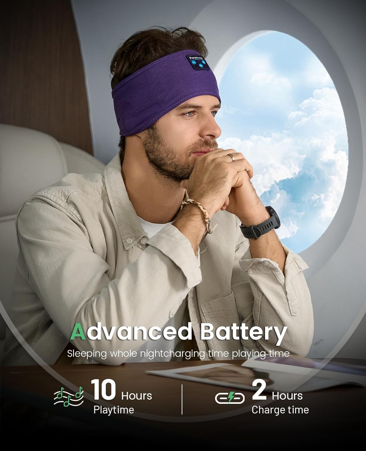 Perytong Sleep Headphones Wireless, Bluetooth Sports Headband Headphones with Ultra-Thin HD Stereo Speakers Perfect for Sleeping,Workout,Jogging,Yoga,Insomnia, Air Travel, Meditation