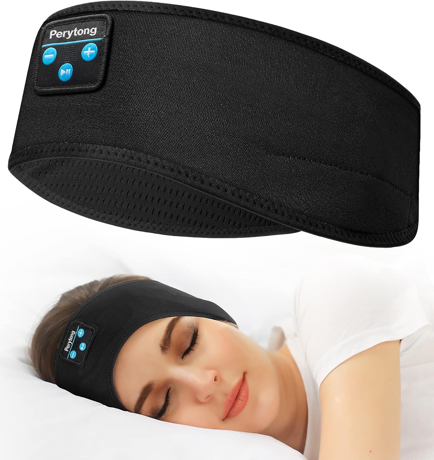 Perytong Sleep Headphones Wireless, Bluetooth Sports Headband Headphones with Ultra-Thin HD Stereo Speakers Perfect for Sleeping,Workout,Jogging,Yoga,Insomnia, Air Travel, Meditation