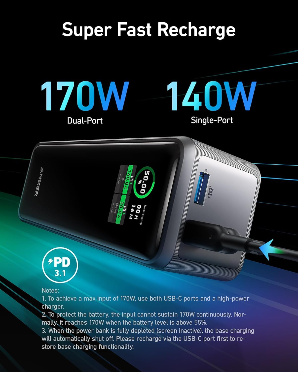 Prime Power Bank, 27,650mAh 3-Port 250W Portable Charger