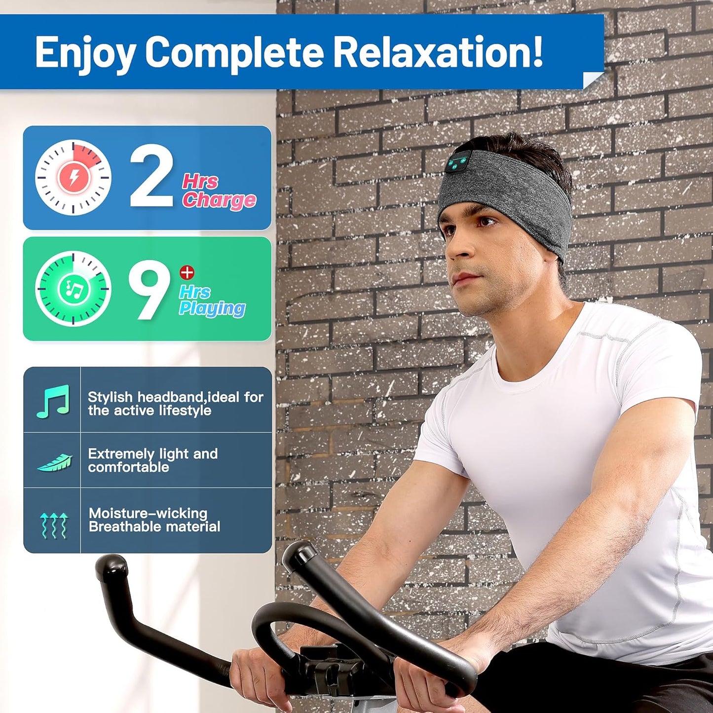 Perytong Sleep Headphones Wireless, Bluetooth Sports Headband Headphones with Ultra-Thin HD Stereo Speakers Perfect for Sleeping,Workout,Jogging,Yoga,Insomnia, Air Travel, Meditation
