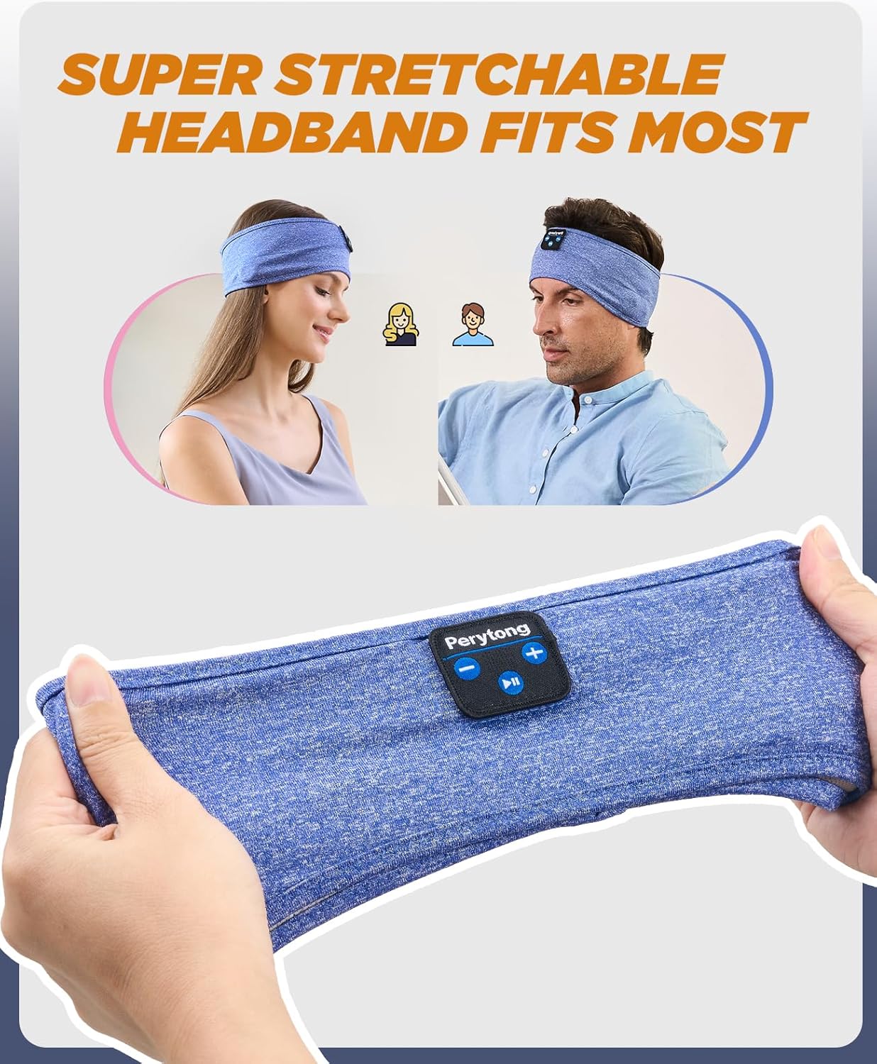 Perytong Sleep Headphones Wireless, Bluetooth Sports Headband Headphones with Ultra-Thin HD Stereo Speakers Perfect for Sleeping,Workout,Jogging,Yoga,Insomnia, Air Travel, Meditation