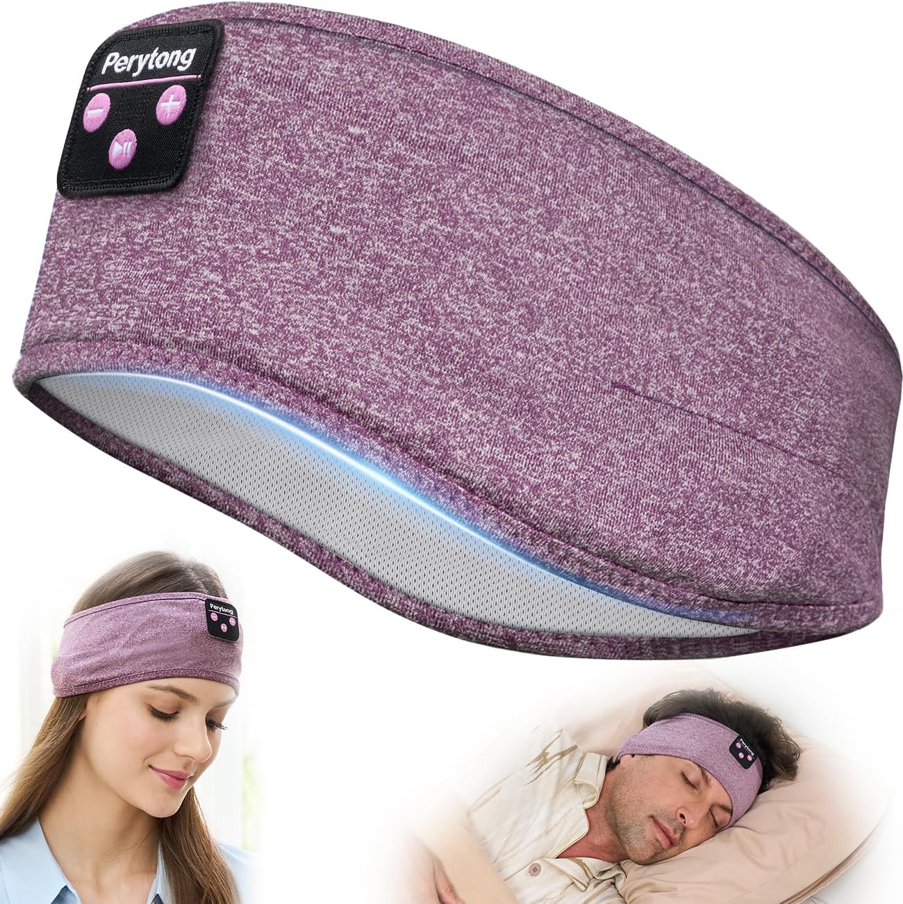 Perytong Sleep Headphones Wireless, Bluetooth Sports Headband Headphones with Ultra-Thin HD Stereo Speakers Perfect for Sleeping,Workout,Jogging,Yoga,Insomnia, Air Travel, Meditation