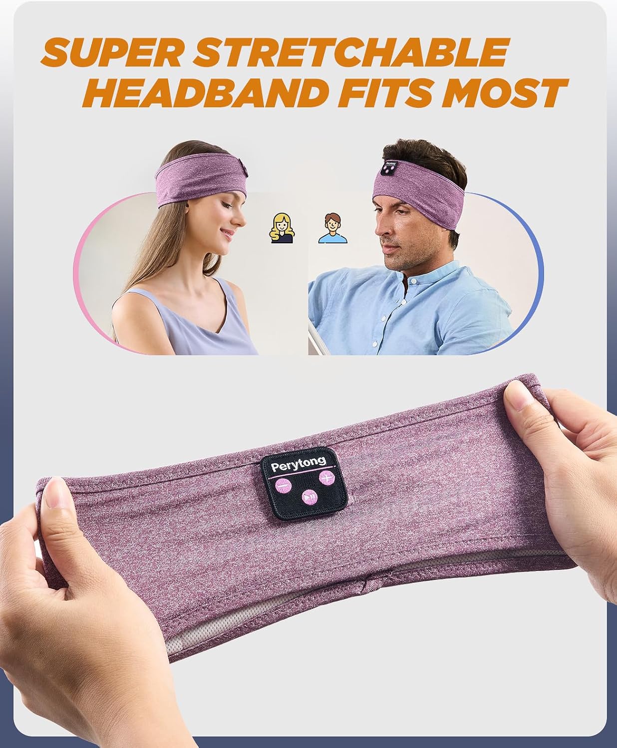 Perytong Sleep Headphones Wireless, Bluetooth Sports Headband Headphones with Ultra-Thin HD Stereo Speakers Perfect for Sleeping,Workout,Jogging,Yoga,Insomnia, Air Travel, Meditation