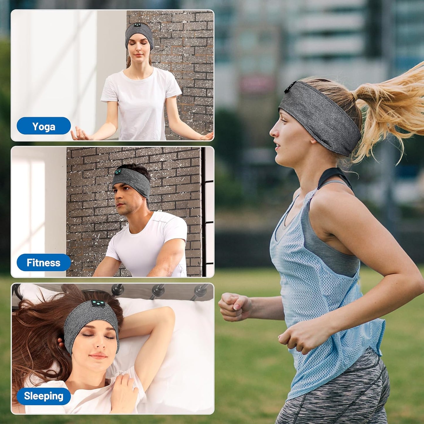 Perytong Sleep Headphones Wireless, Bluetooth Sports Headband Headphones with Ultra-Thin HD Stereo Speakers Perfect for Sleeping,Workout,Jogging,Yoga,Insomnia, Air Travel, Meditation