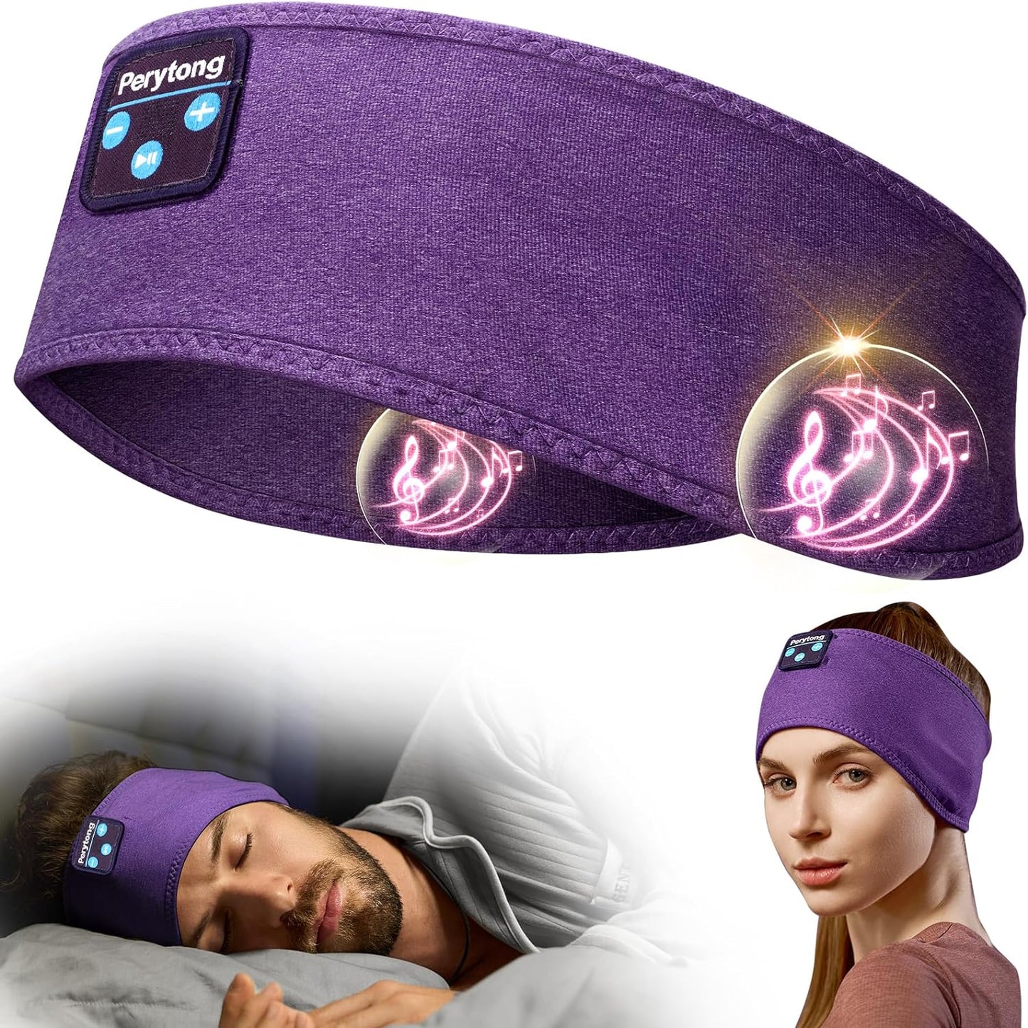 Perytong Sleep Headphones Wireless, Bluetooth Sports Headband Headphones with Ultra-Thin HD Stereo Speakers Perfect for Sleeping,Workout,Jogging,Yoga,Insomnia, Air Travel, Meditation
