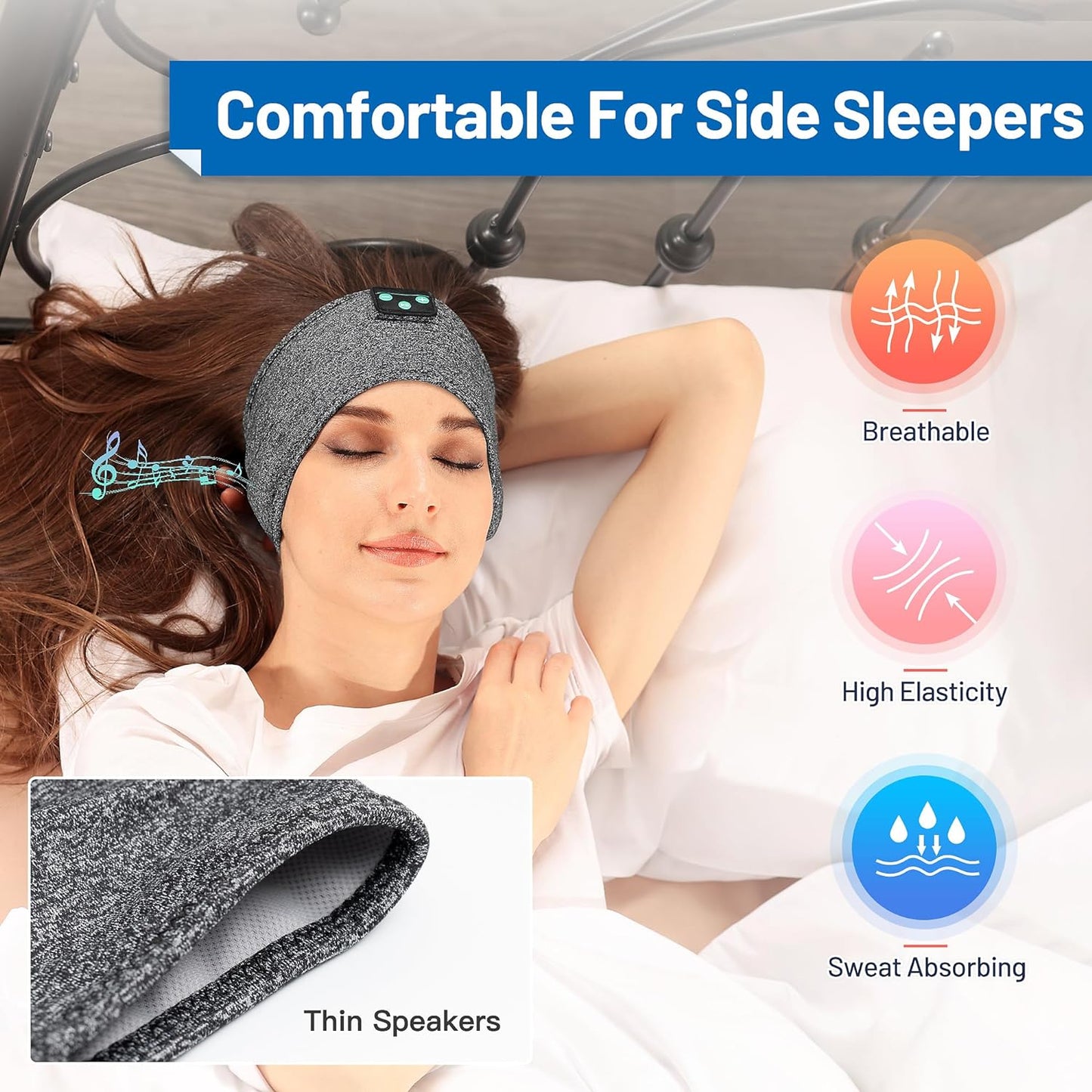 Perytong Sleep Headphones Wireless, Bluetooth Sports Headband Headphones with Ultra-Thin HD Stereo Speakers Perfect for Sleeping,Workout,Jogging,Yoga,Insomnia, Air Travel, Meditation