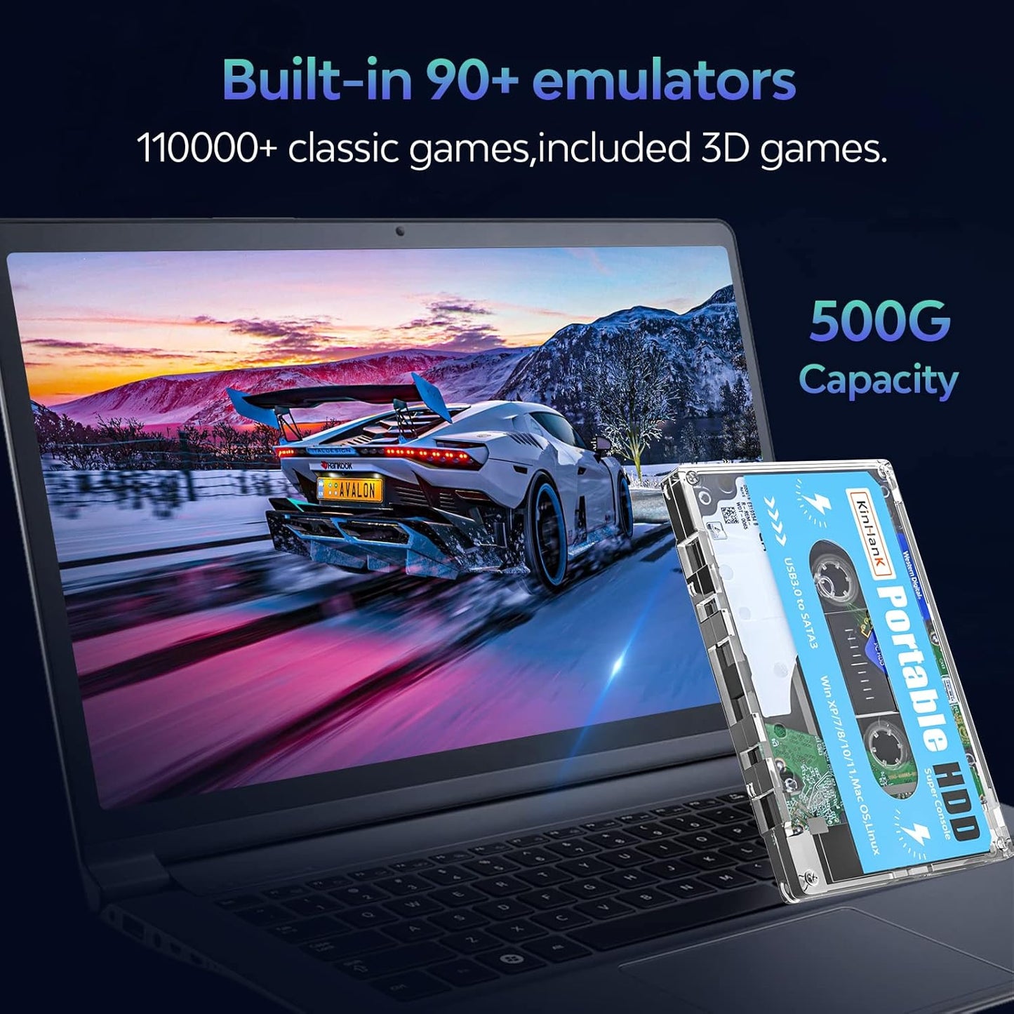 Portable Game Drive Built-in 110,000+ Games | 500GB HDD | FREE Controller (Gamepad)