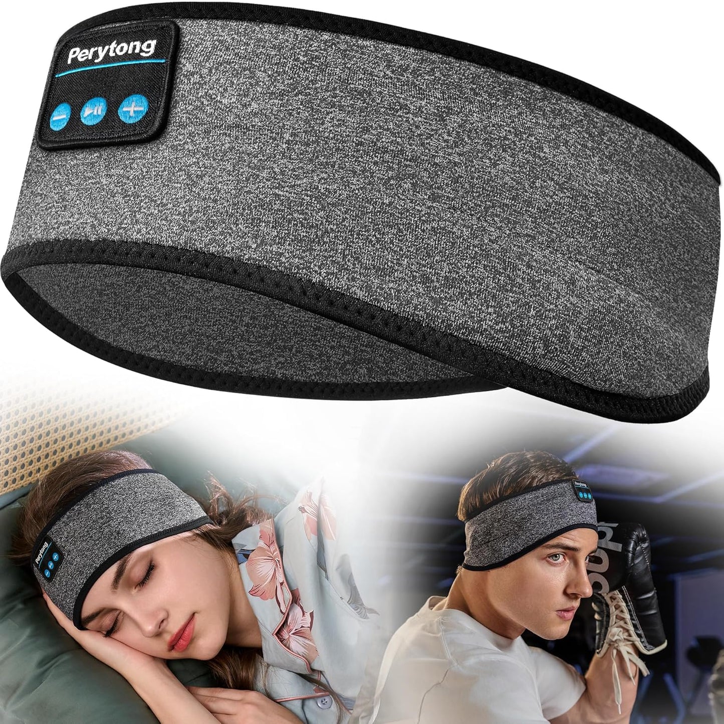 Perytong Sleep Headphones Wireless, Bluetooth Sports Headband Headphones with Ultra-Thin HD Stereo Speakers Perfect for Sleeping,Workout,Jogging,Yoga,Insomnia, Air Travel, Meditation