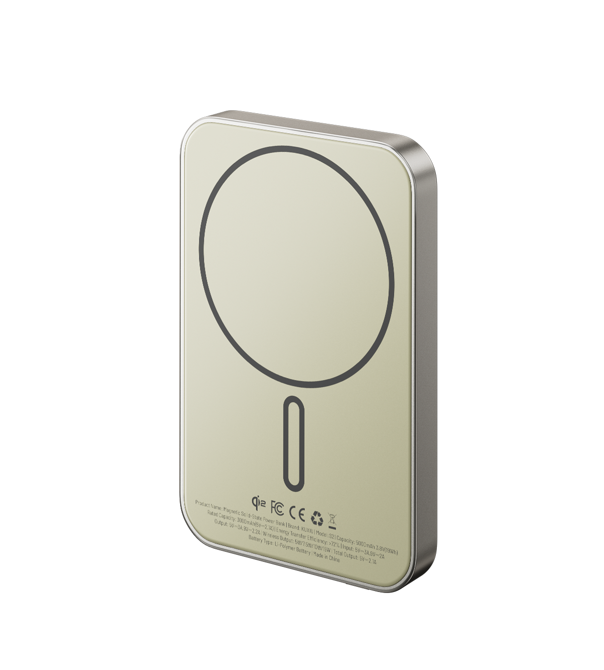 KUXIU S2 Qi2 5000mAh MagSafe Solid-State Power Bank - Natural titanium