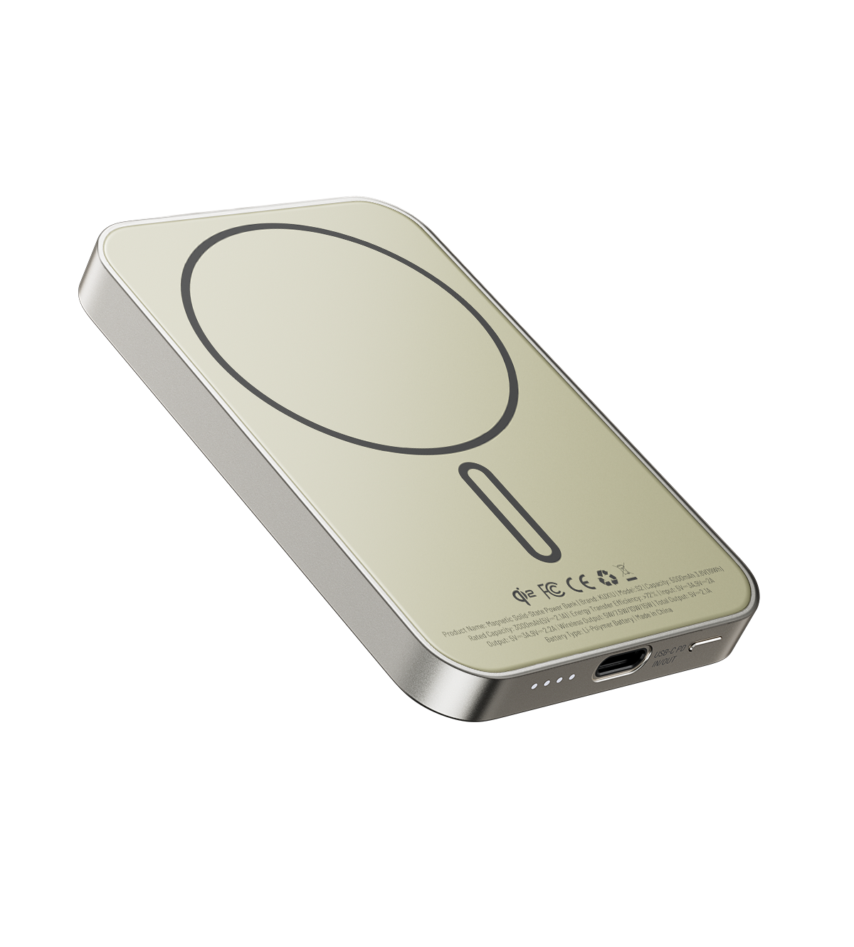 KUXIU S2 Qi2 5000mAh MagSafe Solid-State Power Bank - Natural titanium