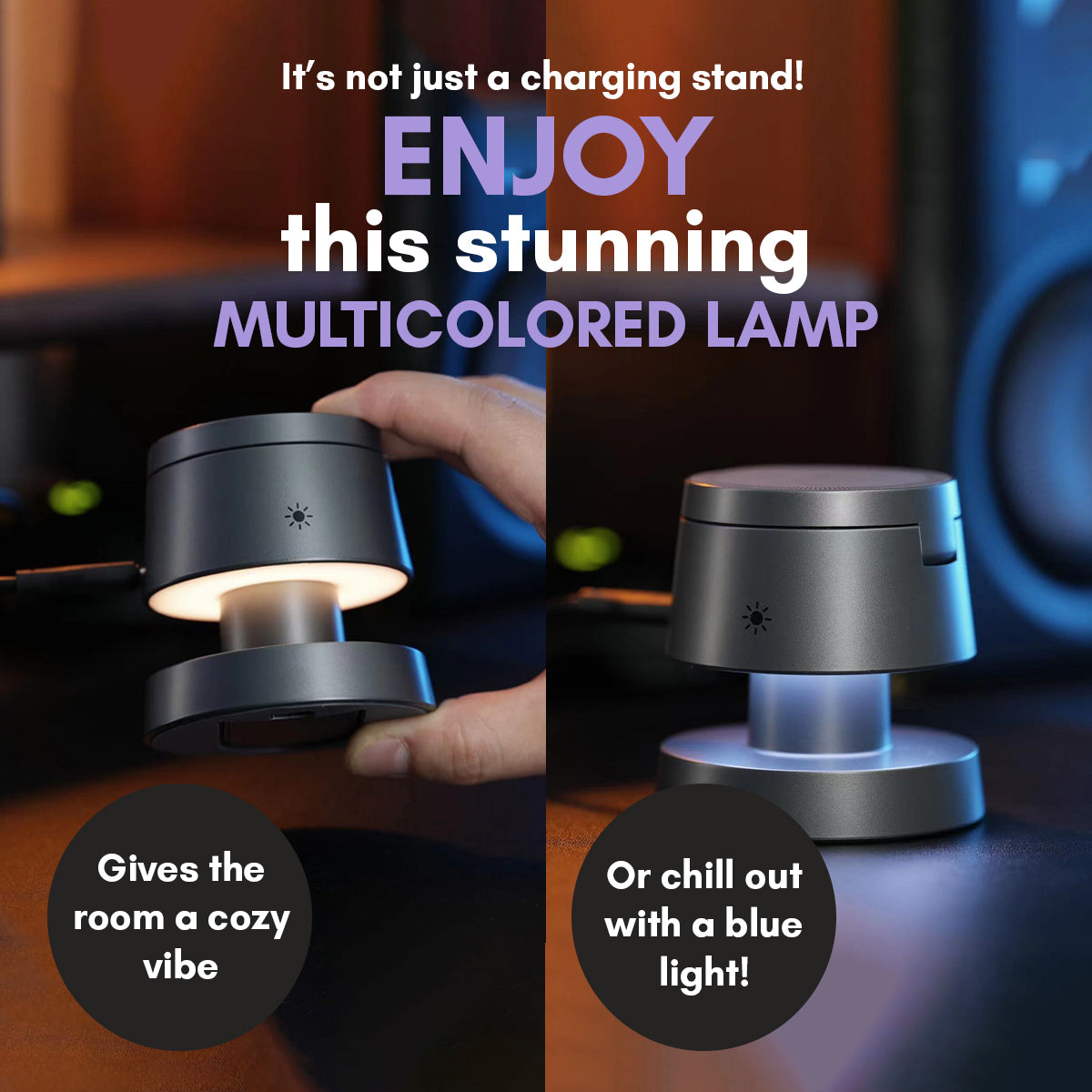 Mushroom Style 4-in-1 Wireless Charging Stand with Lamp