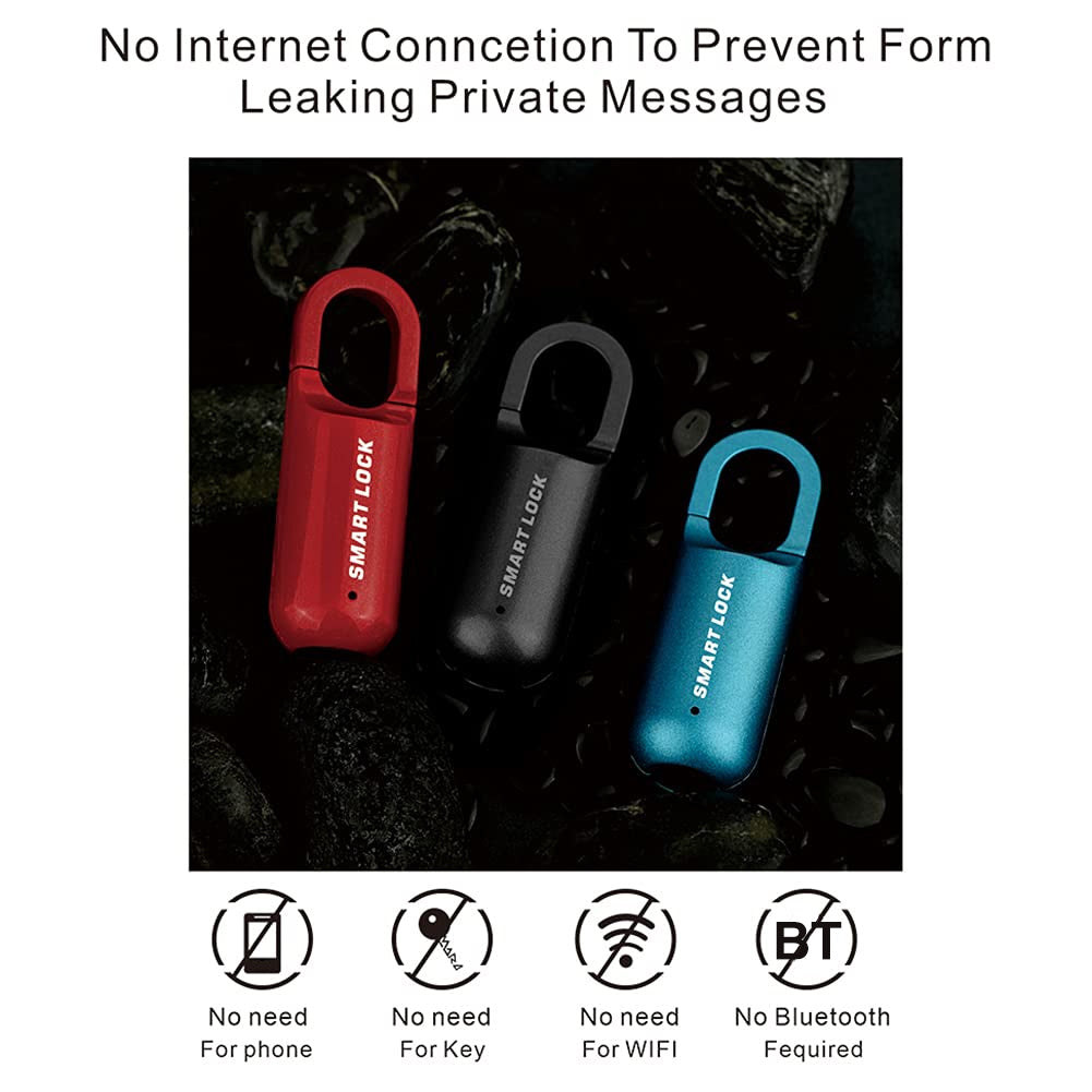 Smart USB Charging Bag Fingerprint Padlock Furniture Backpack Lock(Red)