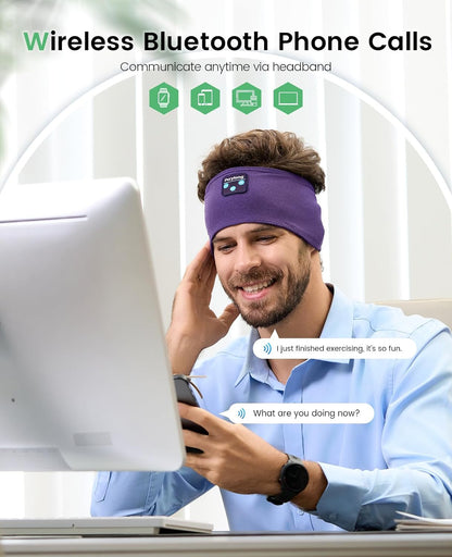 Perytong Sleep Headphones Wireless, Bluetooth Sports Headband Headphones with Ultra-Thin HD Stereo Speakers Perfect for Sleeping,Workout,Jogging,Yoga,Insomnia, Air Travel, Meditation