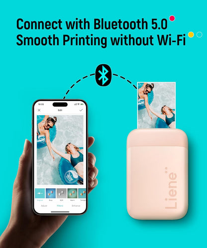 Mini Photo Printer, Bluetooth 5.0, Compatible w/iOS & Android