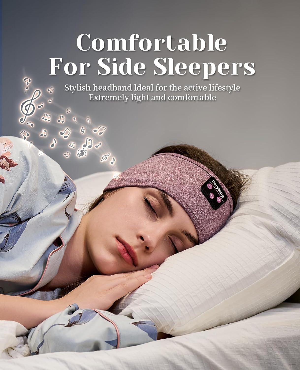 Perytong Sleep Headphones Wireless, Bluetooth Sports Headband Headphones with Ultra-Thin HD Stereo Speakers Perfect for Sleeping,Workout,Jogging,Yoga,Insomnia, Air Travel, Meditation