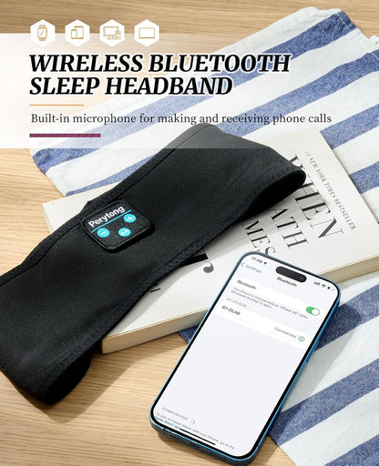 Perytong Sleep Headphones Wireless, Bluetooth Sports Headband Headphones with Ultra-Thin HD Stereo Speakers Perfect for Sleeping,Workout,Jogging,Yoga,Insomnia, Air Travel, Meditation