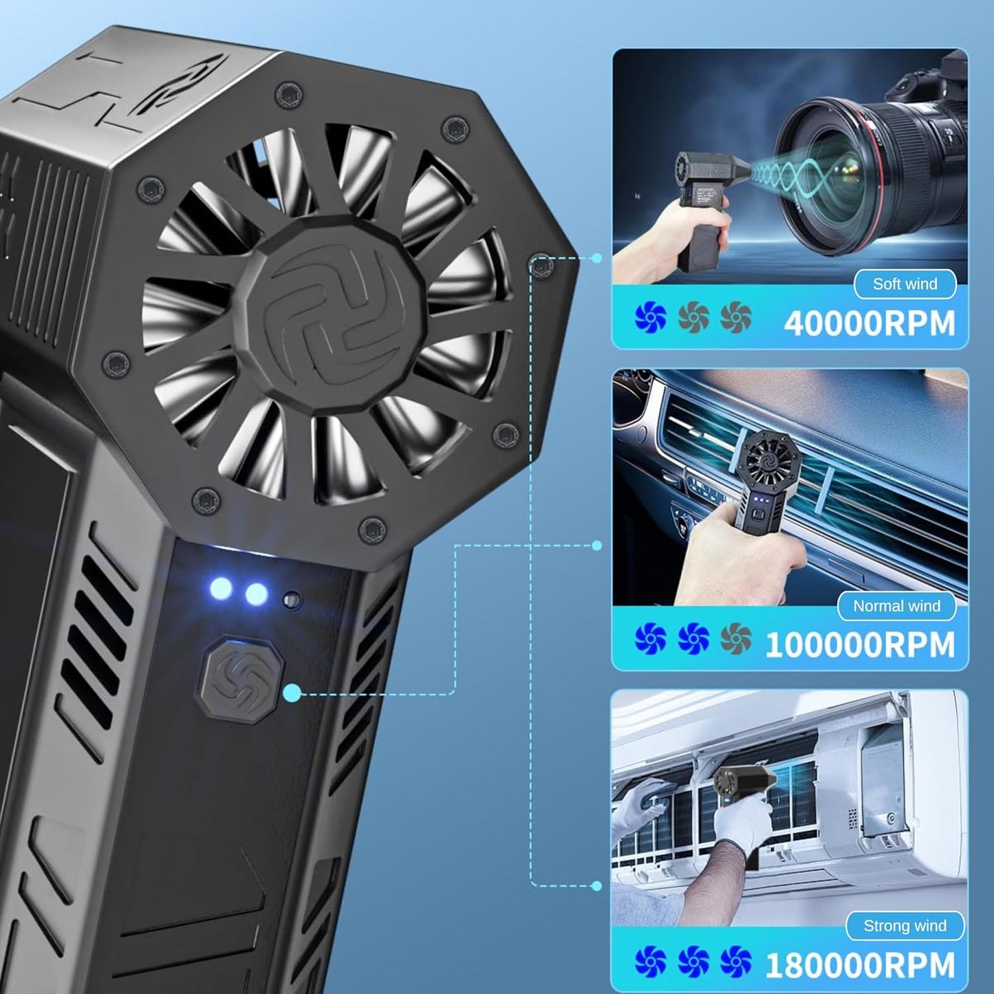 Portable Turbo Mini Jet Blower Fan – 130,000 RPM, Powerful 100 MPH Airflow