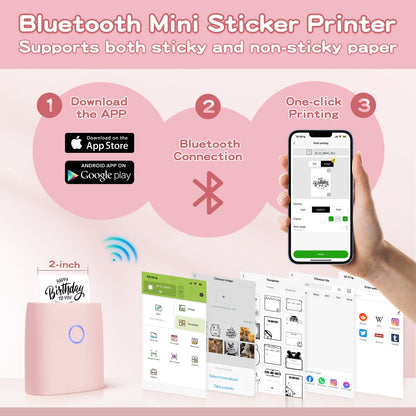 Mini Sticker Printer-2 Inch Bluetooth Thermal Pocket Printer