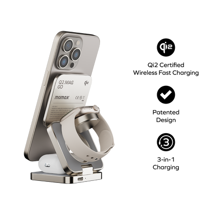 Q2.Mag 3-in-1 Magnetic Wireless Charging Stand Qi2 25W